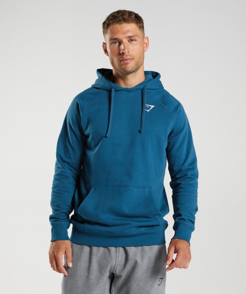 Gymshark Crest Hoodie Herren Blau | 26473TNRH