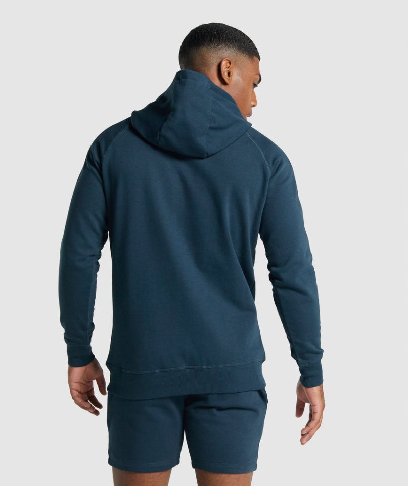 Gymshark Crest Hoodie Herren Navy | 20713BQHP