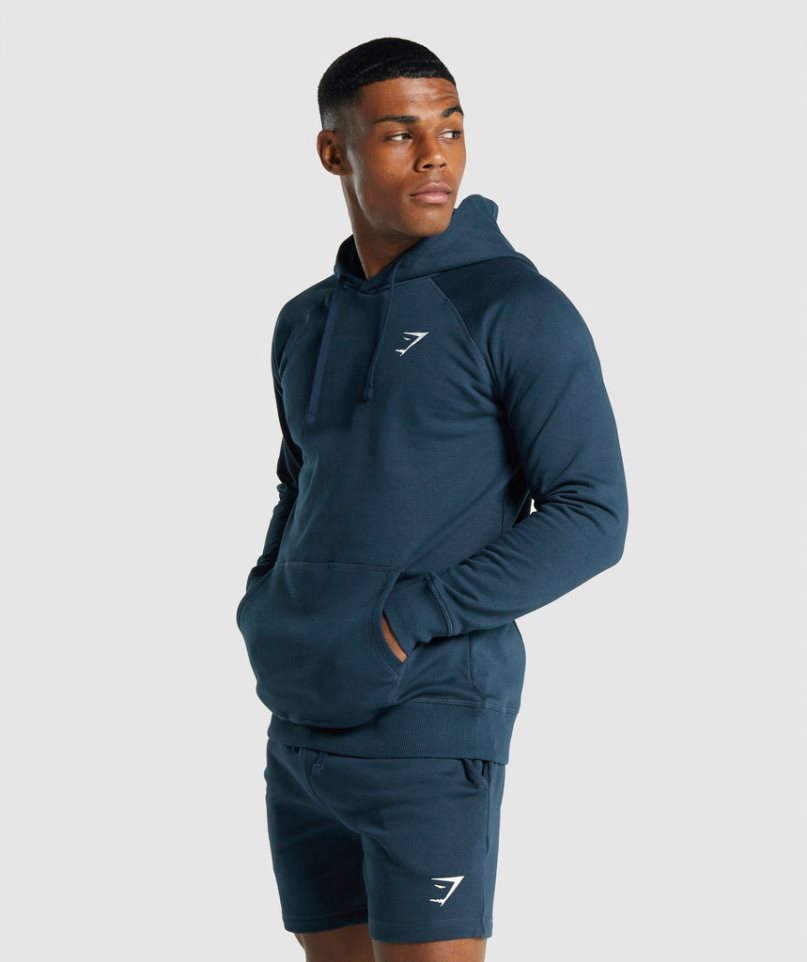 Gymshark Crest Hoodie Herren Navy | 20713BQHP