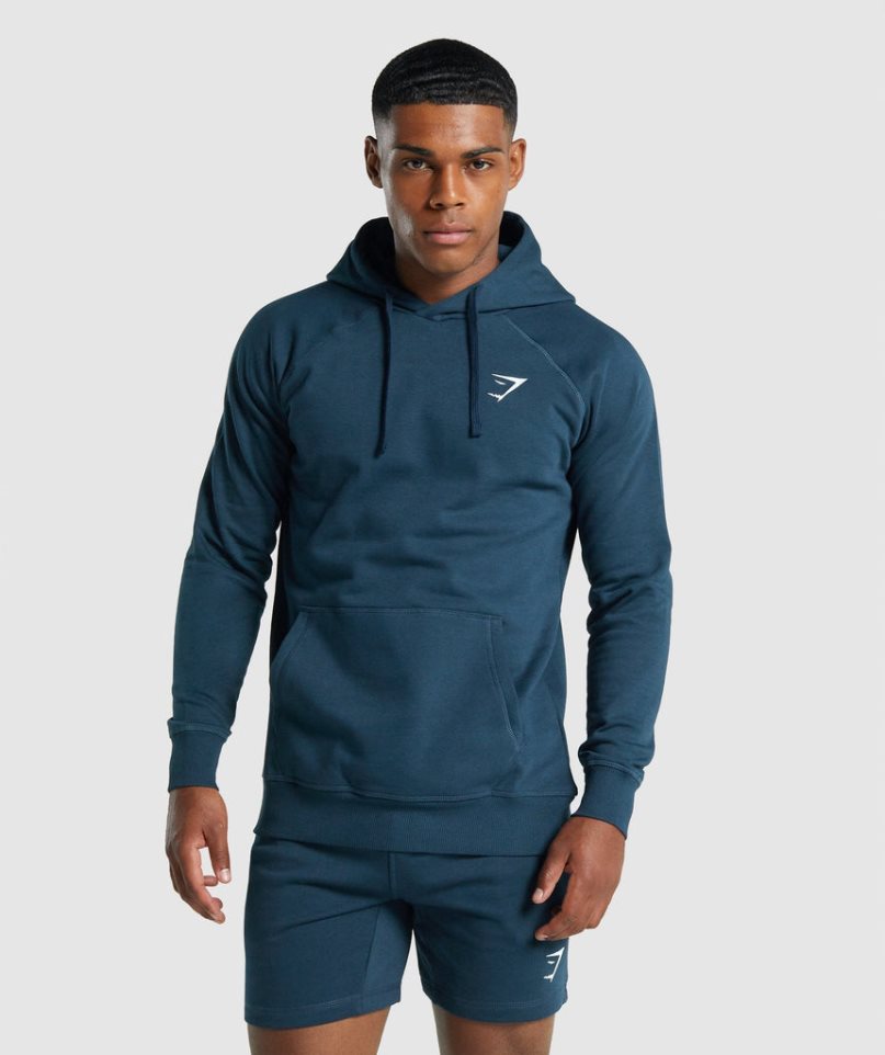 Gymshark Crest Hoodie Herren Navy | 20713BQHP