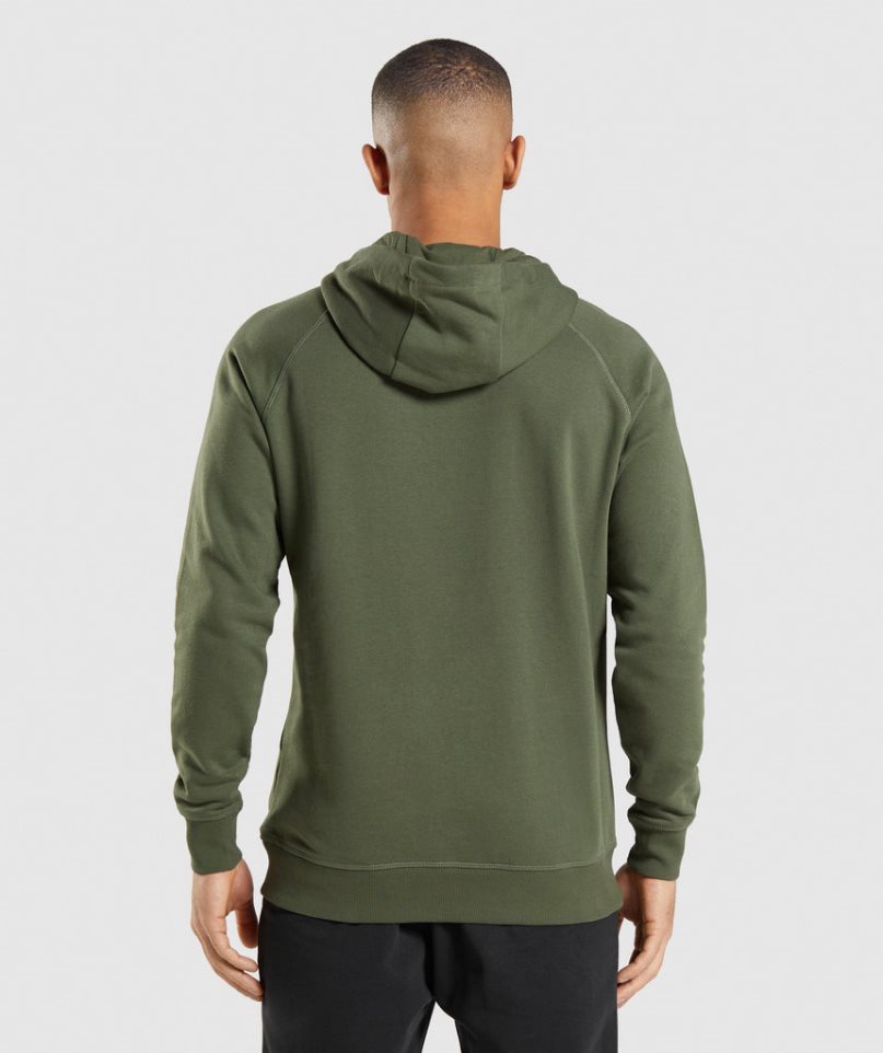 Gymshark Crest Hoodie Herren Olivgrün | 43871WLRP