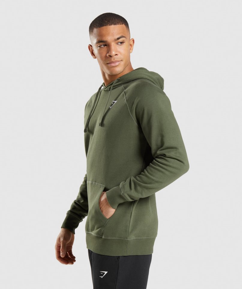 Gymshark Crest Hoodie Herren Olivgrün | 43871WLRP