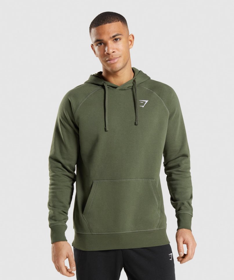 Gymshark Crest Hoodie Herren Olivgrün | 43871WLRP