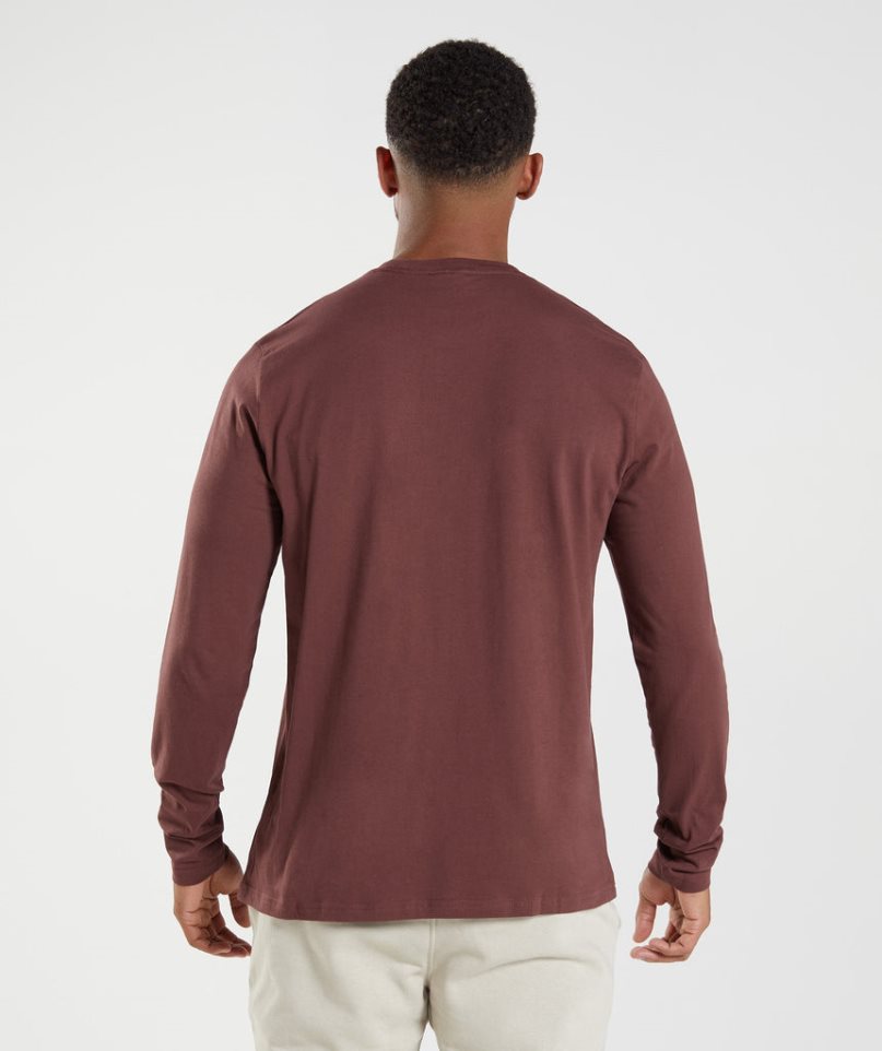 Gymshark Crest Long Sleeve T-shirts Herren Braun | 04867THXJ