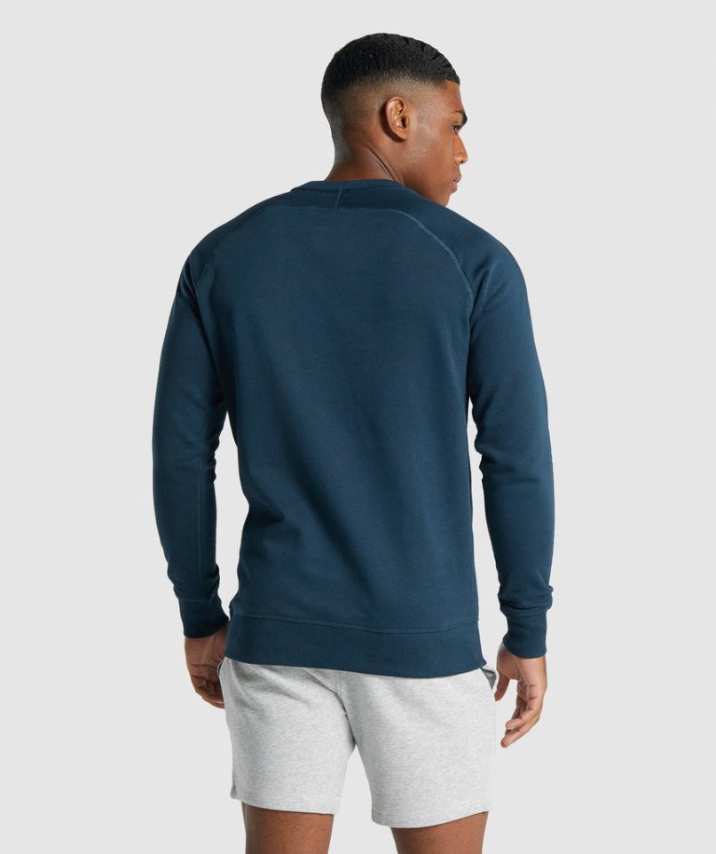 Gymshark Crest Sweatshirts Herren Navy | 42857YMNL