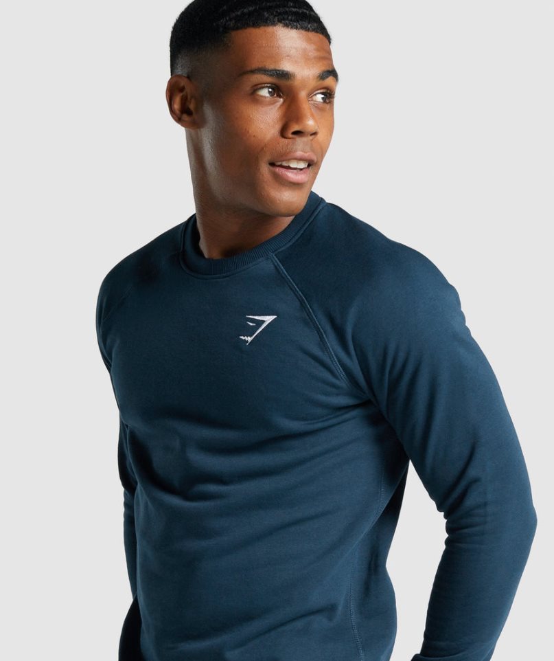 Gymshark Crest Sweatshirts Herren Navy | 42857YMNL