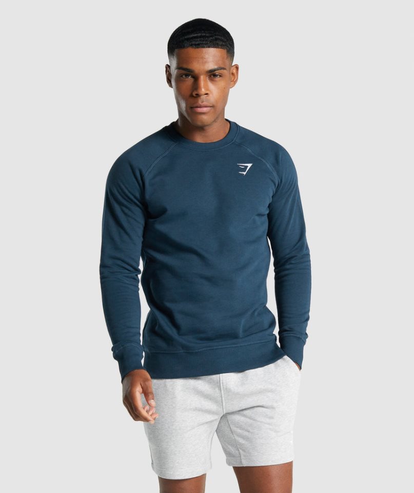 Gymshark Crest Sweatshirts Herren Navy | 42857YMNL