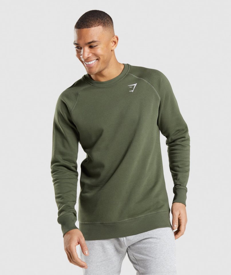 Gymshark Crest Sweatshirts Herren Olivgrün | 09751OQYI