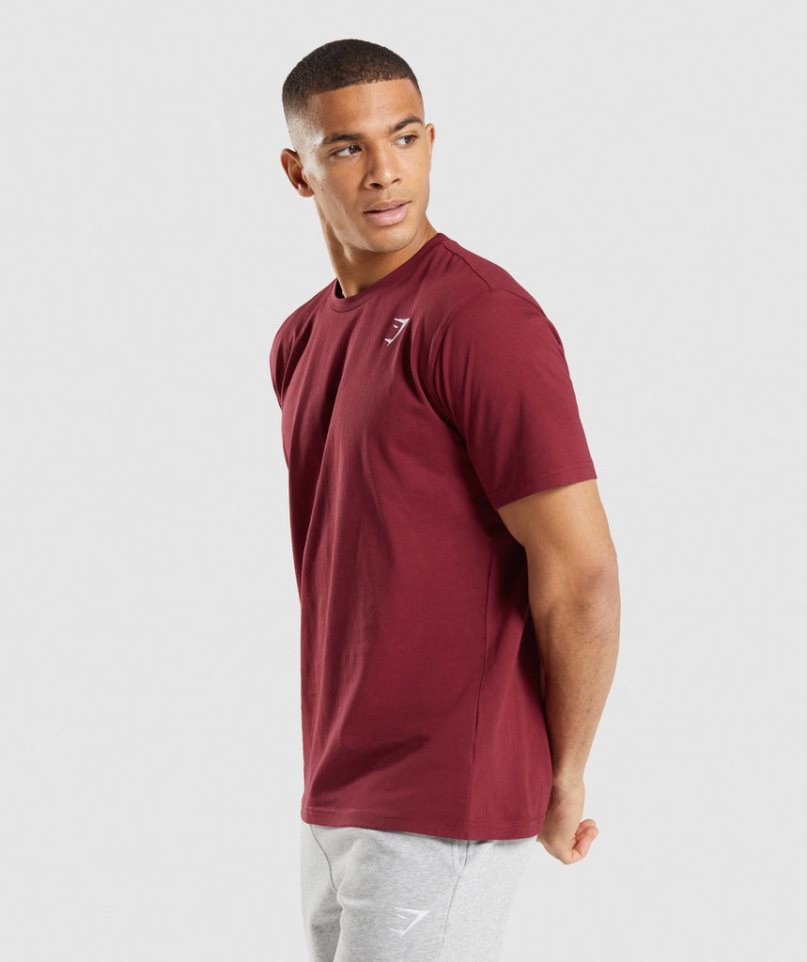 Gymshark Crest T-shirts Herren Bordeaux | 91745FJWE