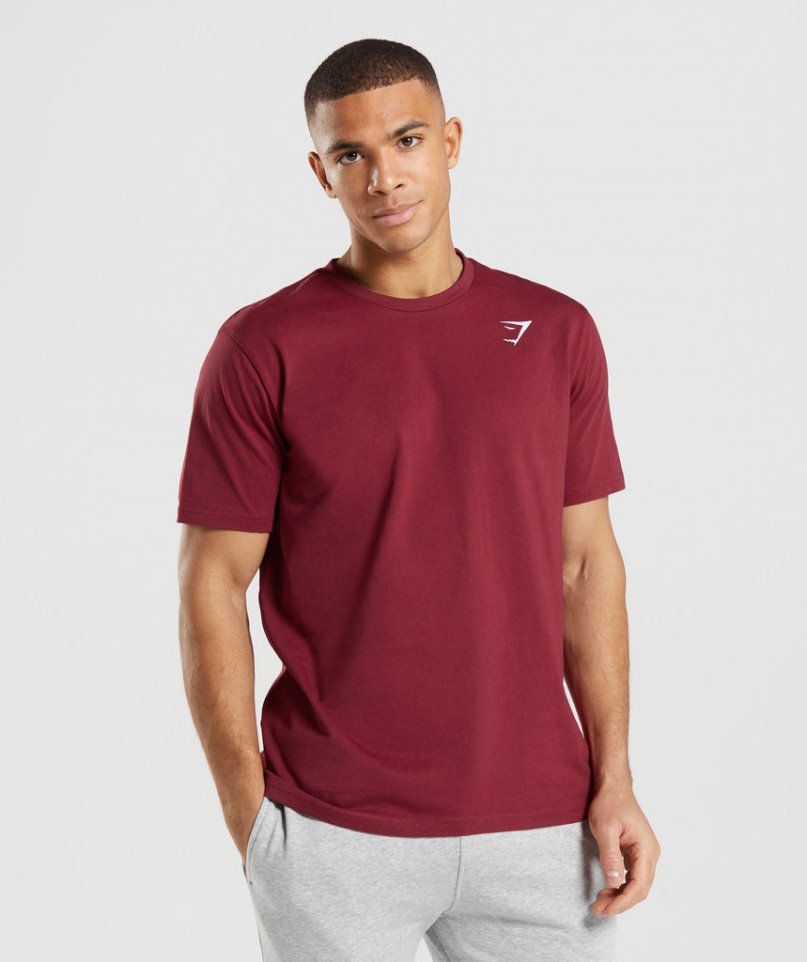 Gymshark Crest T-shirts Herren Bordeaux | 91745FJWE