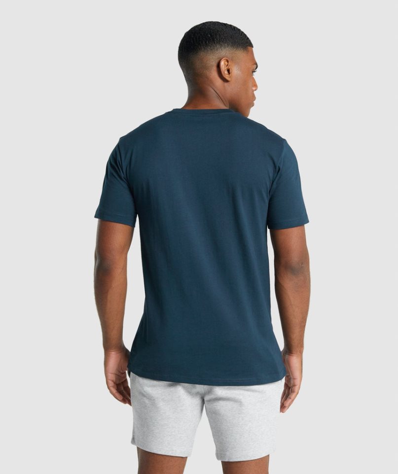 Gymshark Crest T-shirts Herren Navy | 31905XSGL