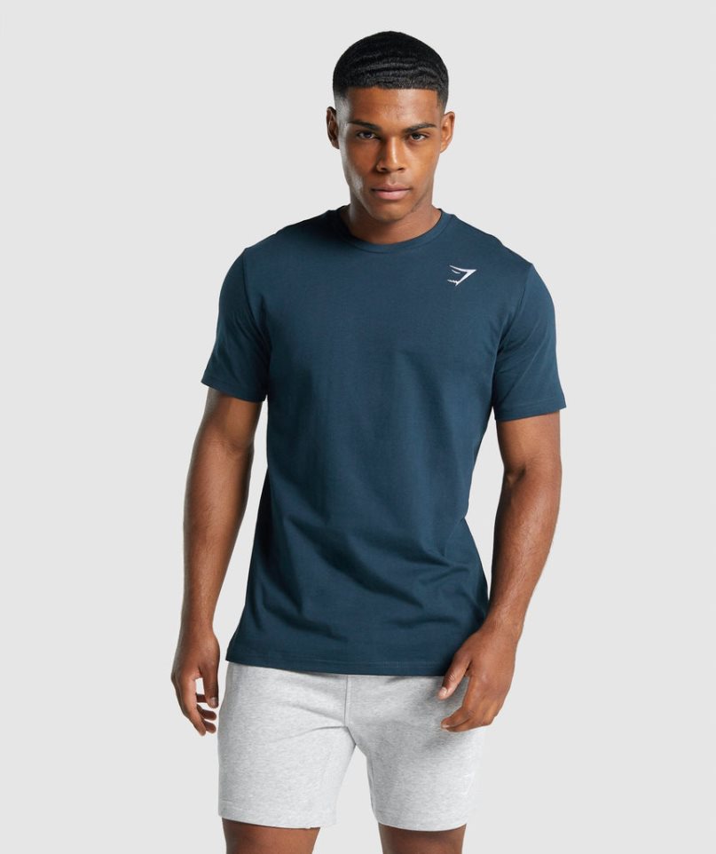 Gymshark Crest T-shirts Herren Navy | 31905XSGL