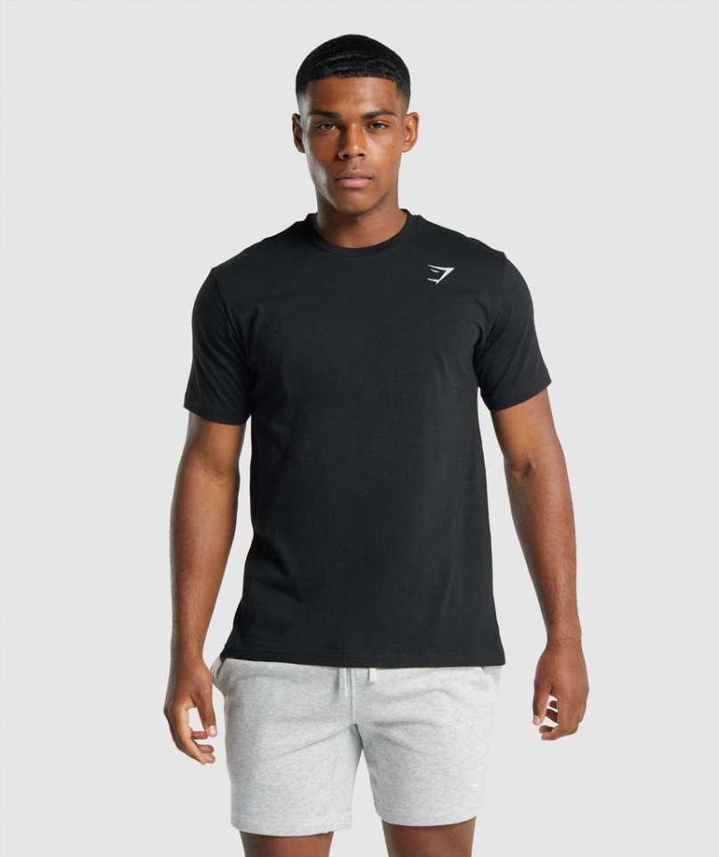 Gymshark Crest T-shirts Herren Schwarz | 35682KNQB