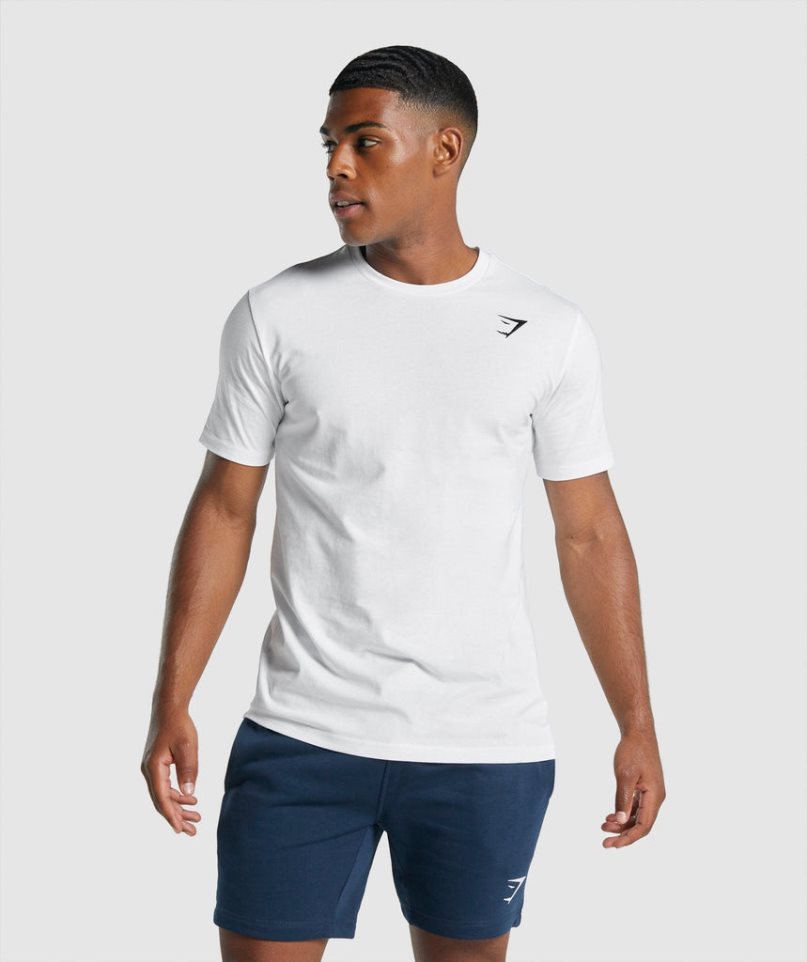 Gymshark Crest T-shirts Herren Weiß | 06594VNRU