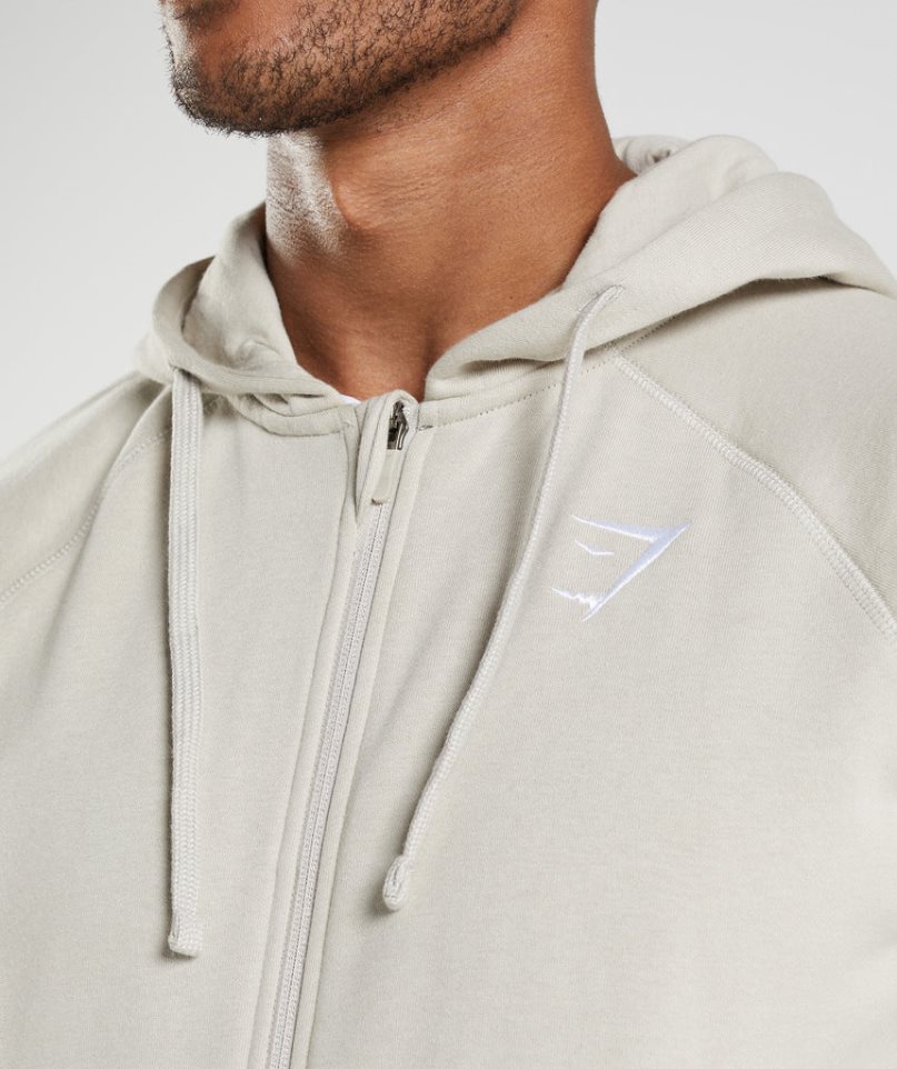 Gymshark Crest Zip Up Hoodie Herren Hellgrau | 57620MUYR