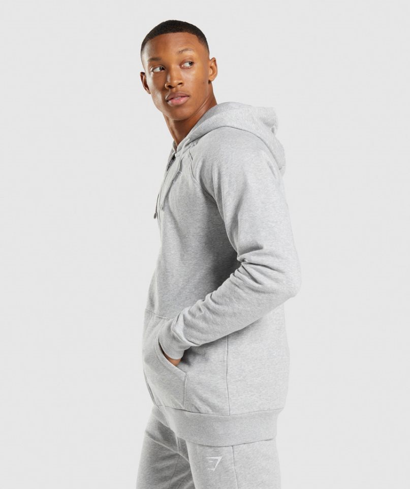 Gymshark Crest Zip Up Hoodie Herren Hellgrau | 75190DPTB