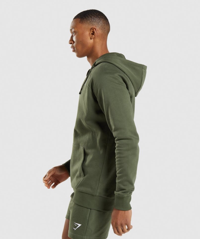 Gymshark Crest Zip Up Hoodie Herren Olivgrün | 93854AEHR