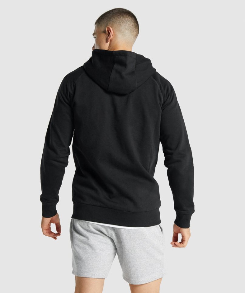 Gymshark Crest Zip Up Hoodie Herren Schwarz | 41379XFEQ