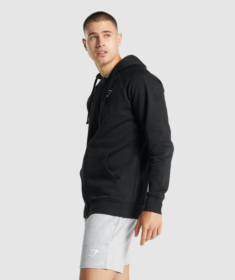 Gymshark Crest Zip Up Hoodie Herren Schwarz | 41379XFEQ