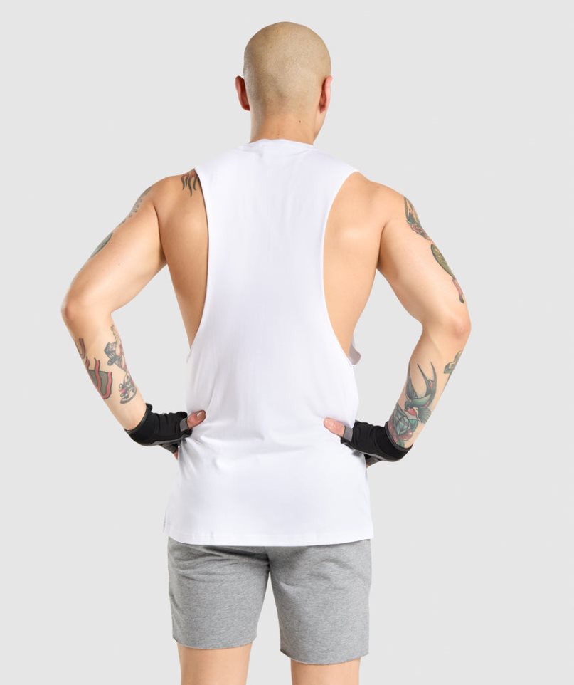 Gymshark Critical Drop Arm Muskelshirt Herren Weiß | 80146RVLY