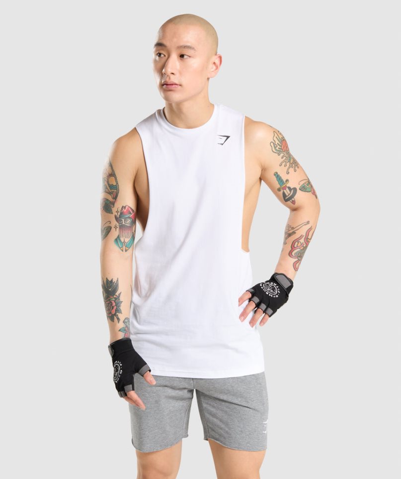 Gymshark Critical Drop Arm Muskelshirt Herren Weiß | 80146RVLY