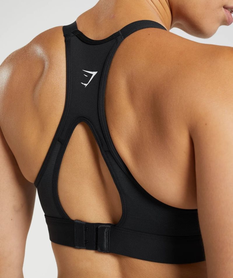 Gymshark Cut Out Back High Support Sport Bh Damen Schwarz | 71368QUMD