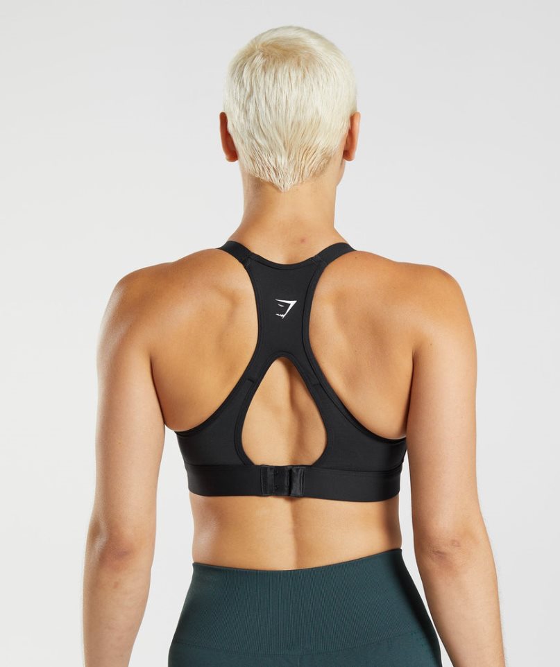 Gymshark Cut Out Back High Support Sport Bh Damen Schwarz | 71368QUMD