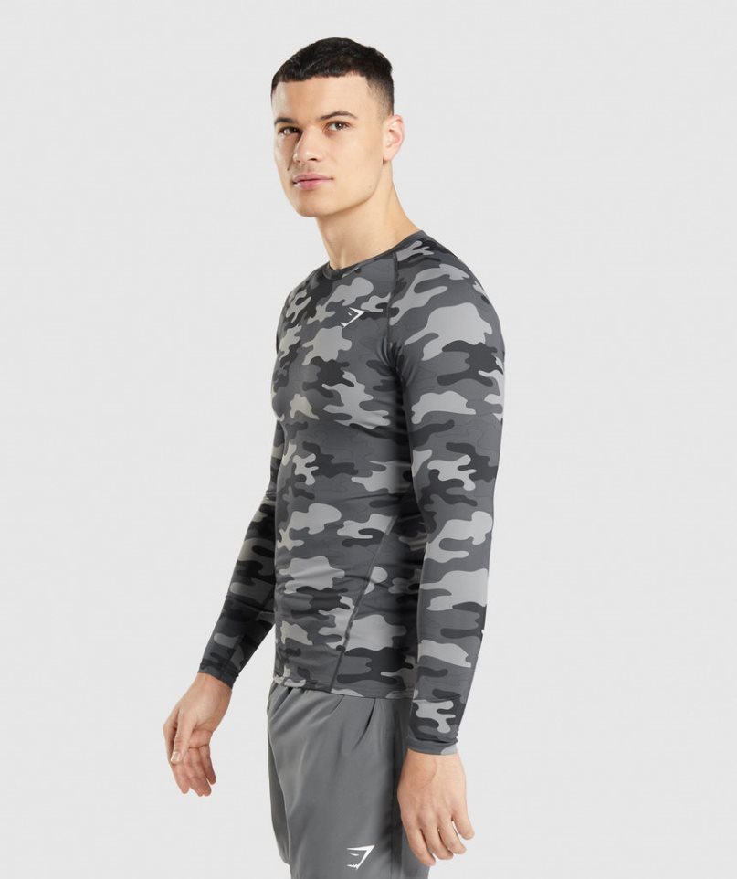 Gymshark Element Baselayer Long Sleeve Top T-shirts Herren Camouflage | 19542IUEB