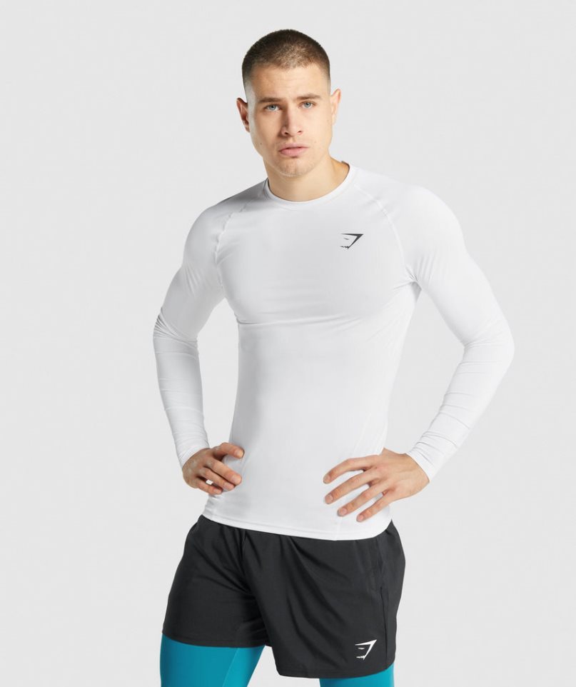 Gymshark Element Baselayer Long Sleeve T-shirts Herren Weiß | 53984ELWO