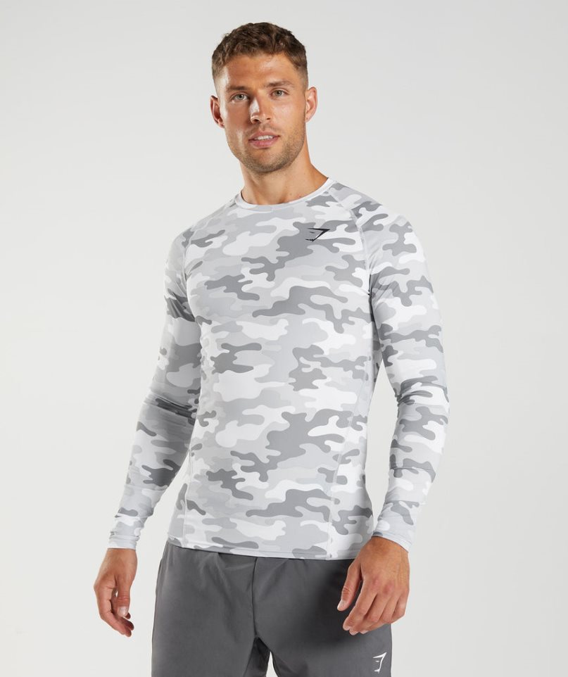 Gymshark Element Baselayer Long Sleeve Top T-shirts Herren Camouflage | 60142JQDS