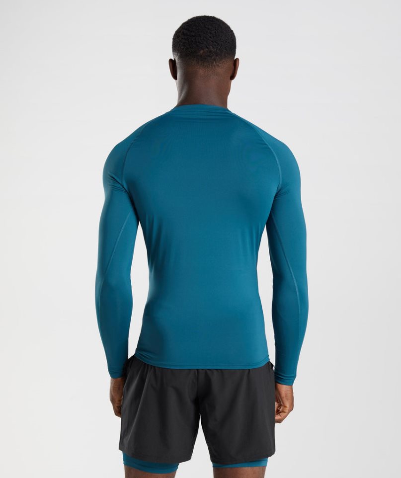 Gymshark Element Baselayer Long Sleeve Top T-shirts Herren Blau | 70256DILG