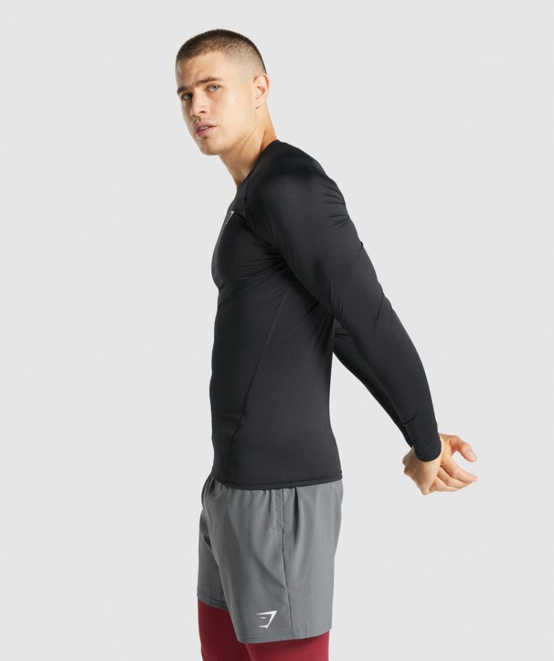 Gymshark Element Baselayer Long Sleeve T-shirts Herren Schwarz | 73069FCVA