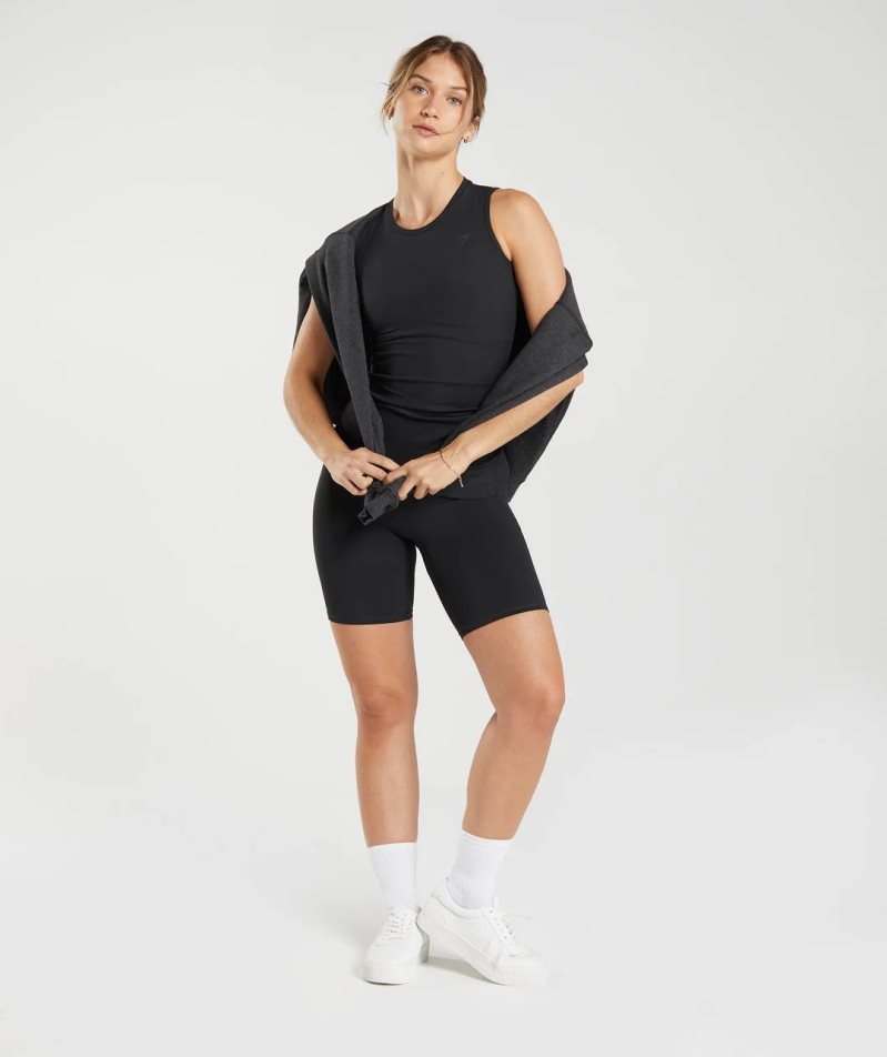 Gymshark Elevate Asymmetric Muskelshirt Damen Schwarz | 54369RZBN