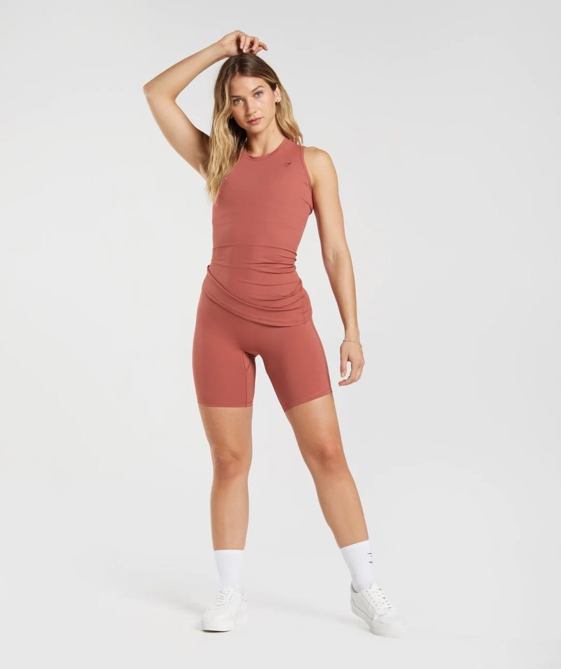 Gymshark Elevate Asymmetric Muskelshirt Damen Braun | 82096XIUC