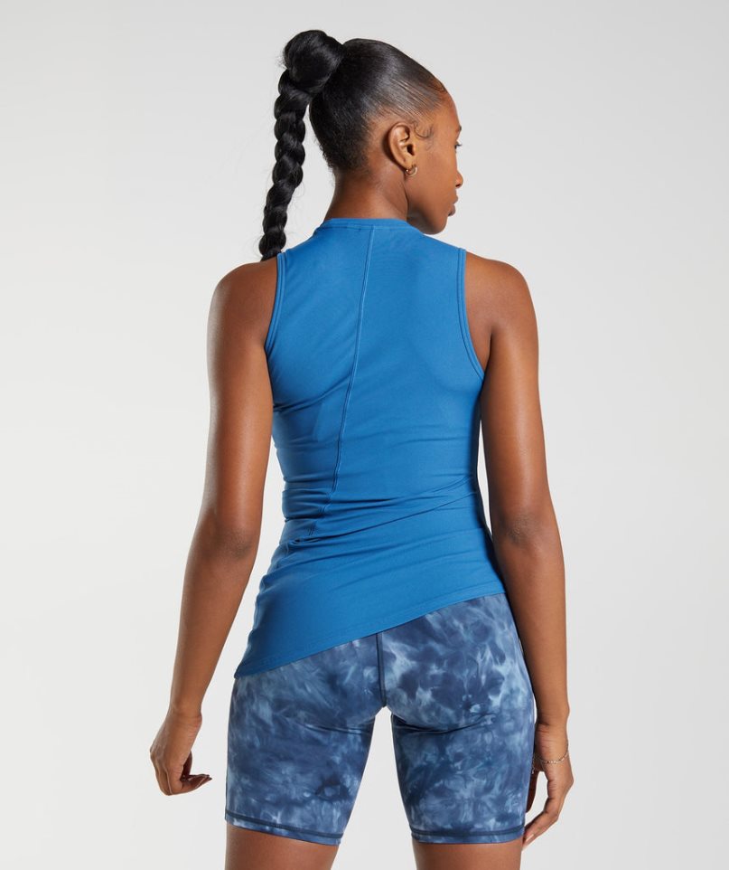 Gymshark Elevate Asymmetric Muskelshirt Damen Blau | 85392CRFW