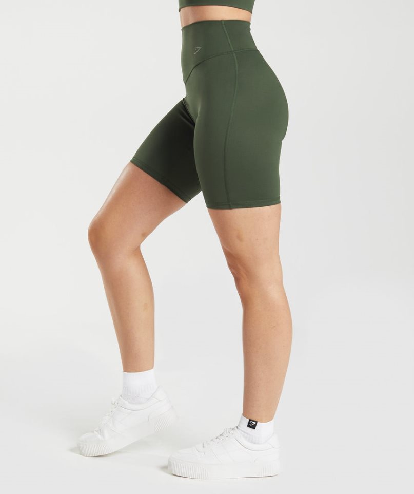 Gymshark Elevate Cycling Kurze Hose Damen Olivgrün | 93516OSCP