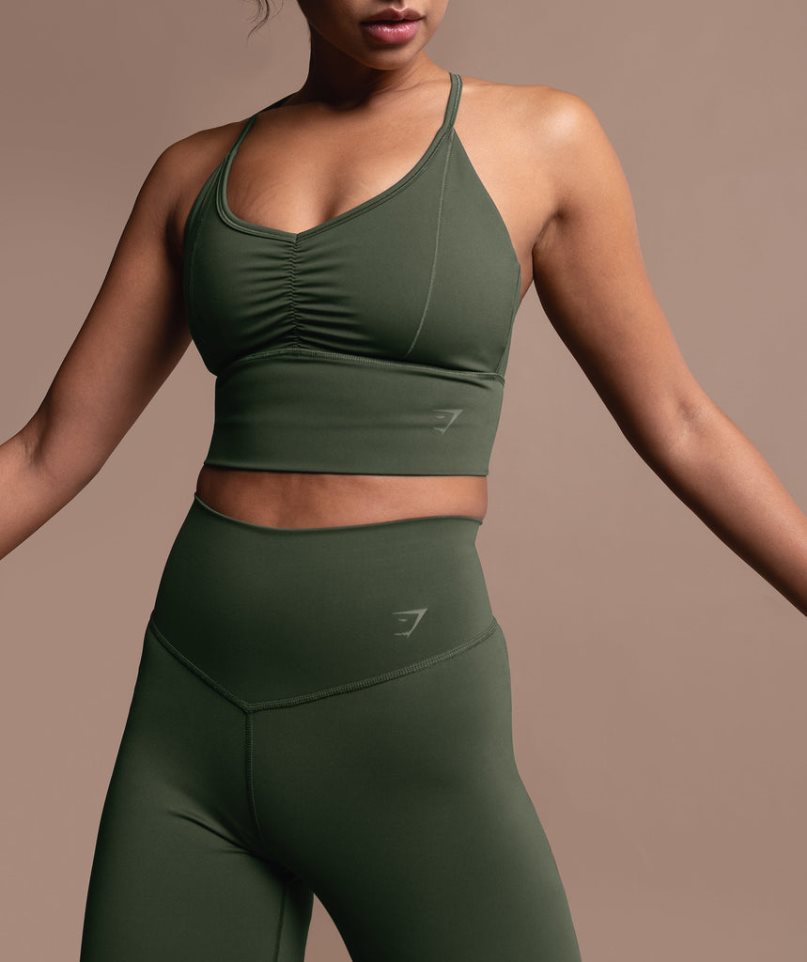 Gymshark Elevate Longline Sport Bh Damen Olivgrün | 05439FQLM