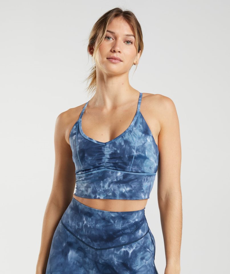 Gymshark Elevate Longline Sport Bh Damen Blau | 32714TIHX