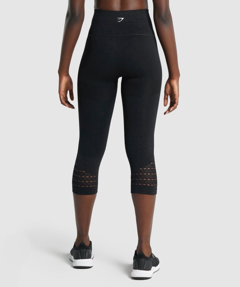 Gymshark Energy Seamless Cropped Leggings Damen Schwarz | 16905QPCJ