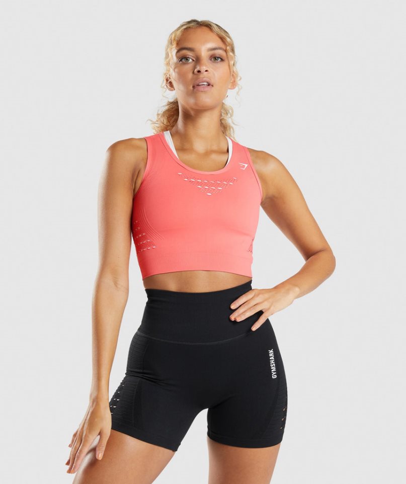 Gymshark Energy Seamless Kurz Geschnittene Oberteile Damen Rosa | 10769LXEP