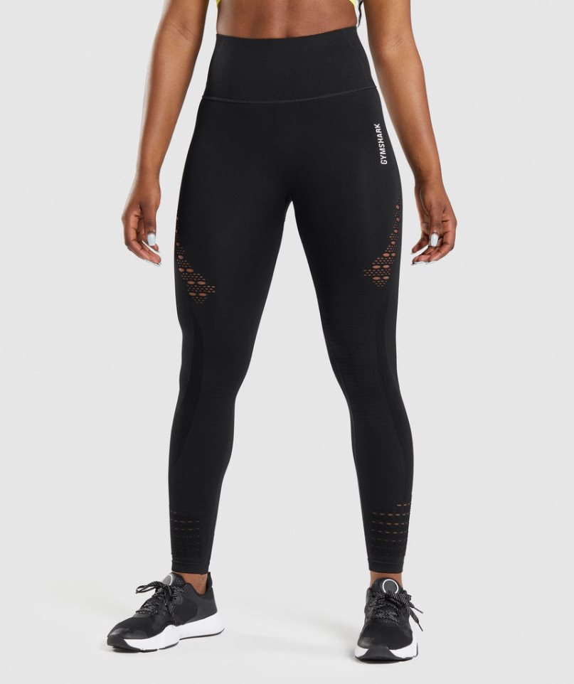 Gymshark Energy Seamless Leggings Damen Schwarz | 69150KOMX