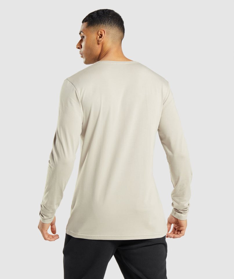 Gymshark Essential Long Sleeve T-shirts Herren Beige | 06287TZGX