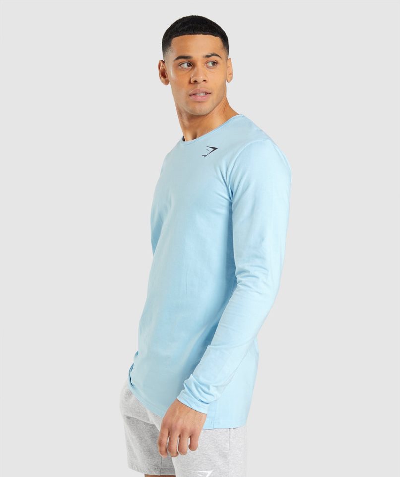 Gymshark Essential Long Sleeve T-shirts Herren Hellblau | 92738XJTM