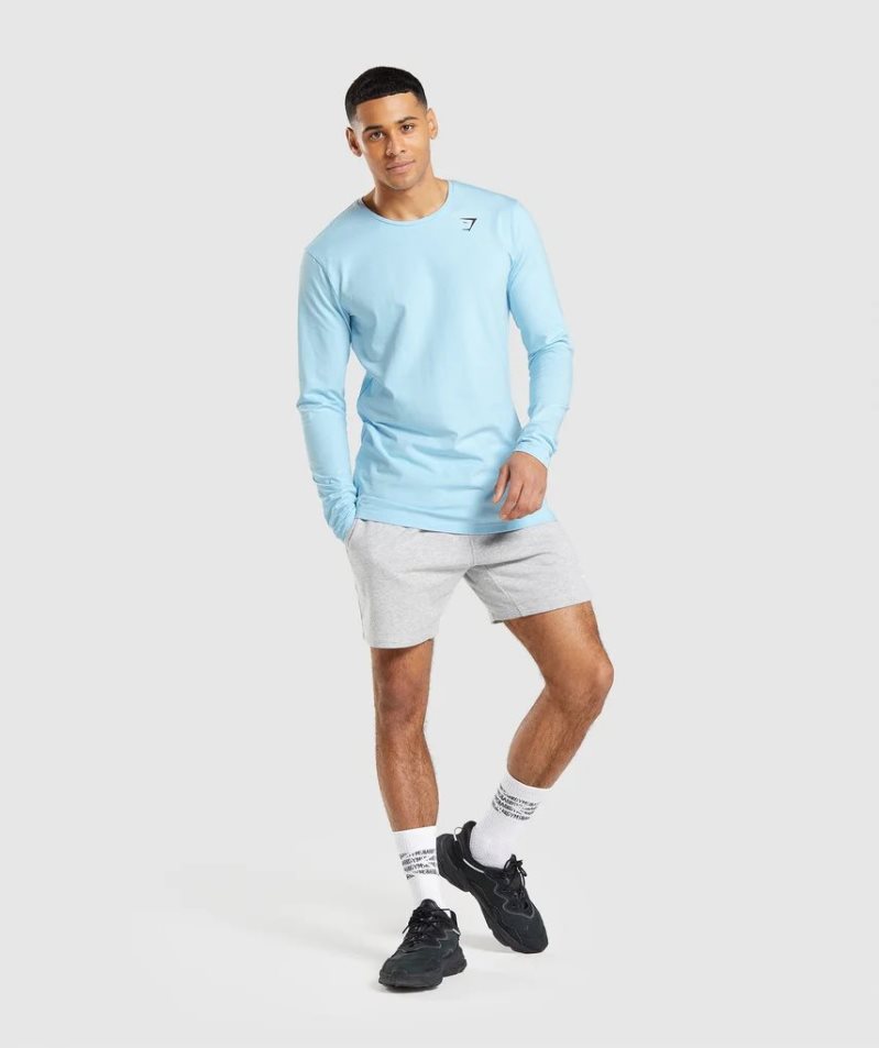 Gymshark Essential Long Sleeve T-shirts Herren Hellblau | 92738XJTM