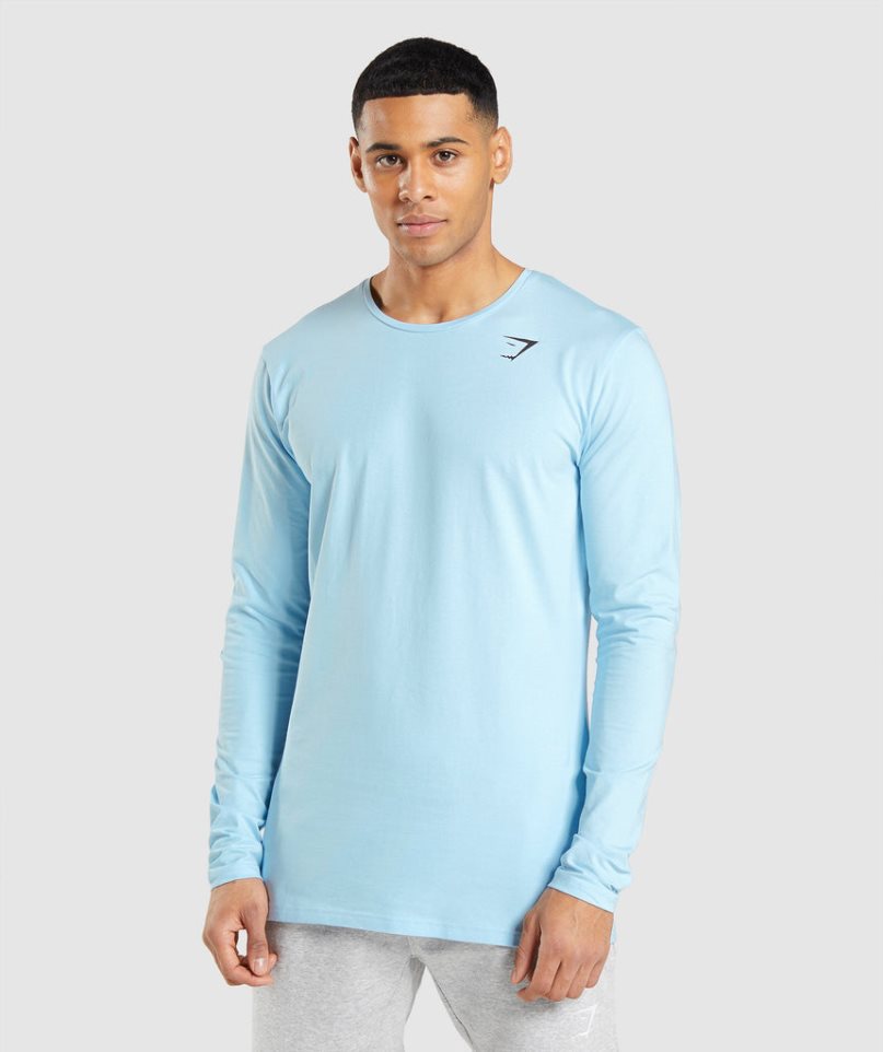 Gymshark Essential Long Sleeve T-shirts Herren Hellblau | 92738XJTM