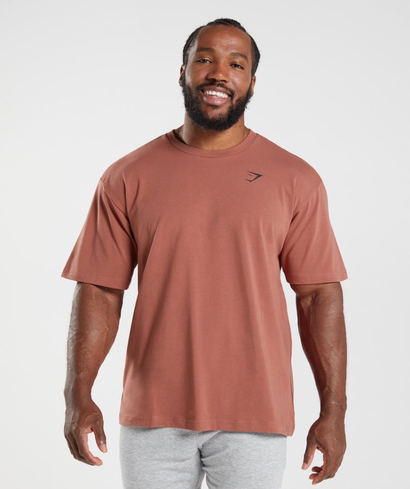 Gymshark Essential Oversized T-shirts Herren Rosa | 47381VFXC