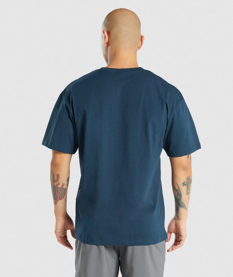 Gymshark Essential Oversized T-shirts Herren Navy | 59873TNOF