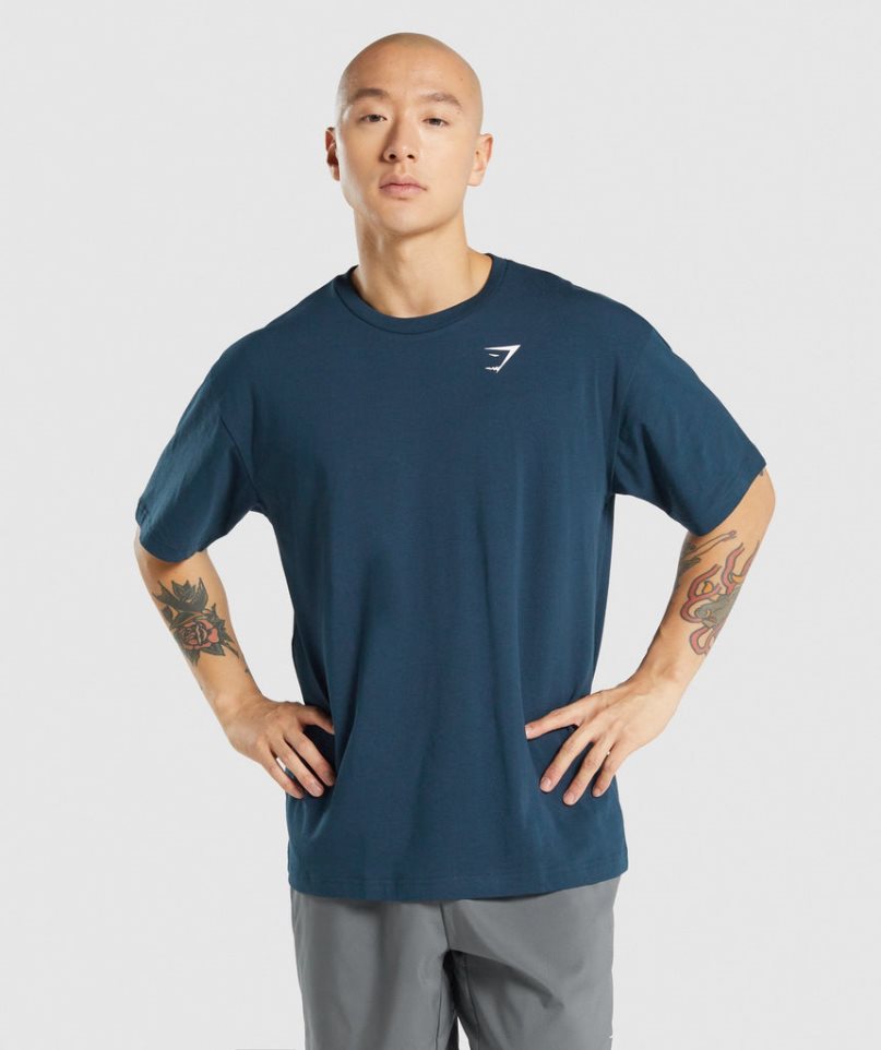 Gymshark Essential Oversized T-shirts Herren Navy | 59873TNOF