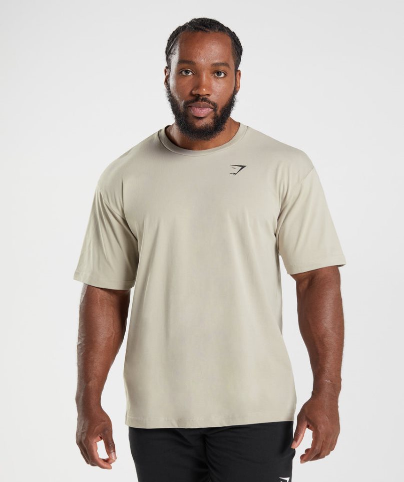 Gymshark Essential Oversized T-shirts Herren Beige | 91527APQB