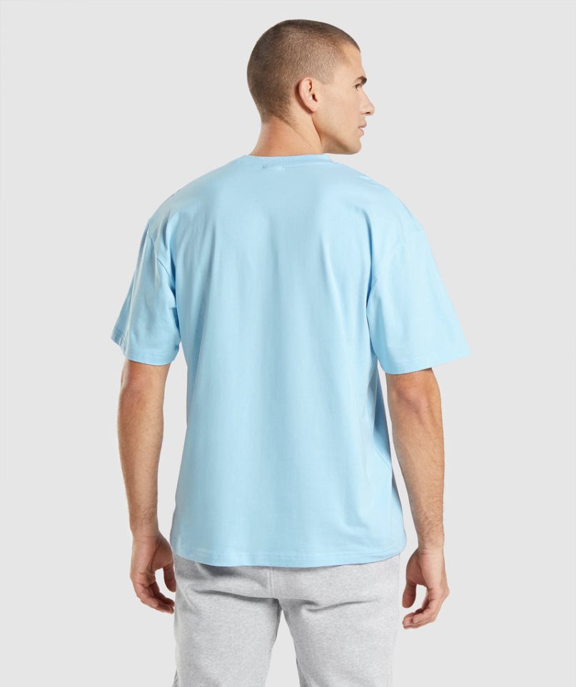 Gymshark Essential Oversized T-shirts Herren Hellblau | 95613LZON